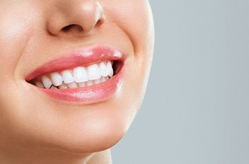 Close-up of woman’s smile with perfect teeth