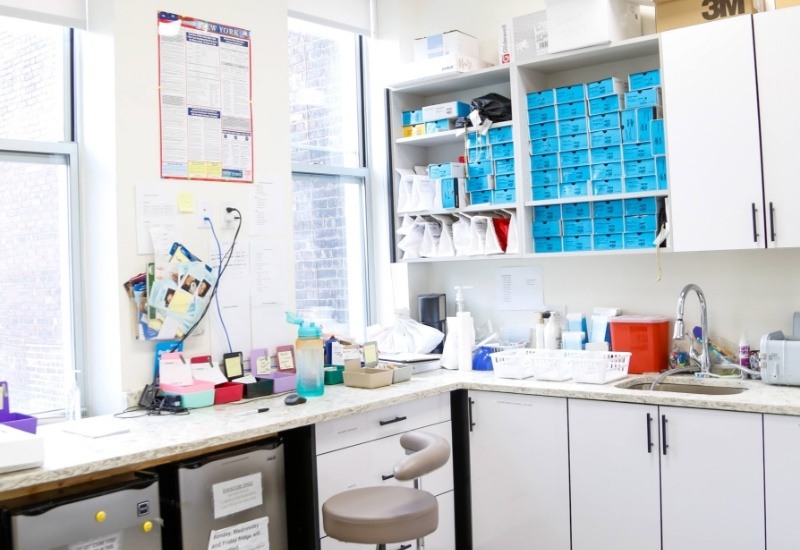 Cabinets in dental office