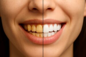 Yellow vs. white teeth comparison.